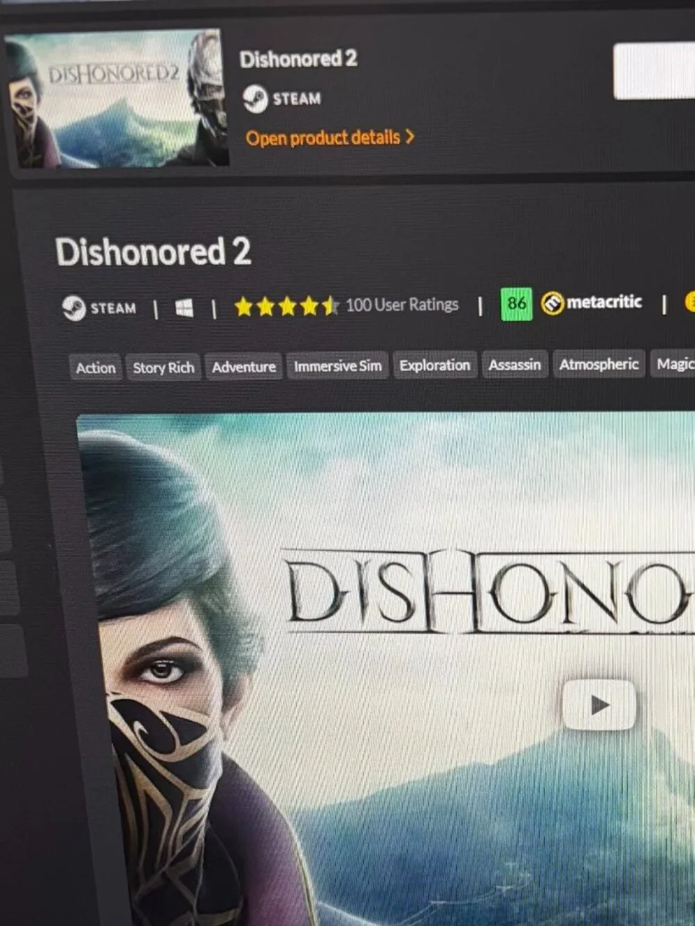PC videogame keys: Dishonored 2, Fallout 76 Steam games (Bonus Keys included)